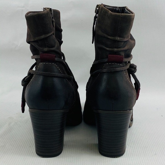 Womens 37 US 6.5-7 Tamaris Ankle Boot Dark Brown Leather Side Zip Slouch‎ Lined - Picture 5 of 10